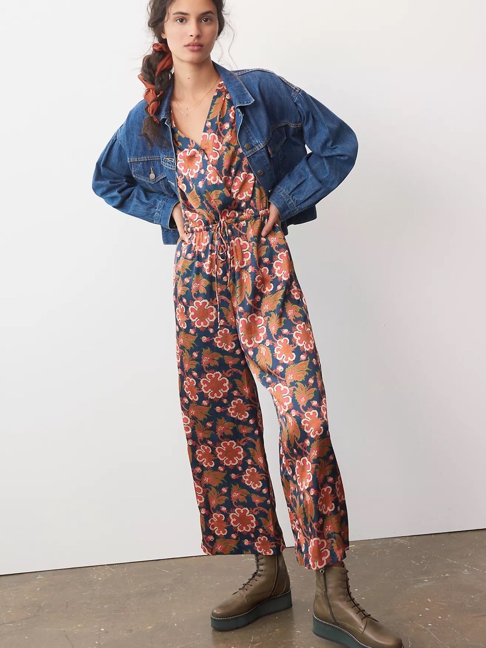 Anthropologie Elowen Wide-Leg Jumpsuit by Porridge Size S Floral Bohemian